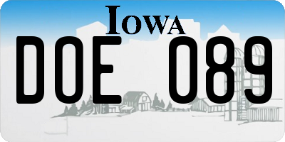 IA license plate DOE089