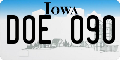 IA license plate DOE090