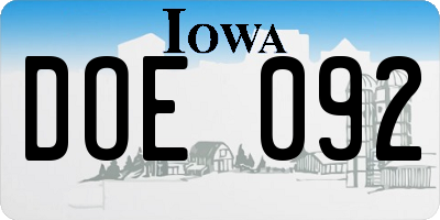 IA license plate DOE092