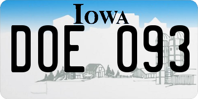 IA license plate DOE093