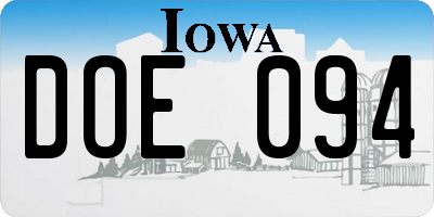 IA license plate DOE094