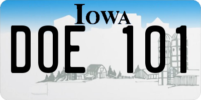 IA license plate DOE101