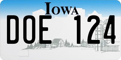 IA license plate DOE124