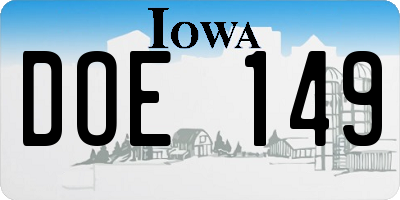IA license plate DOE149