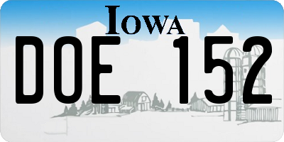 IA license plate DOE152