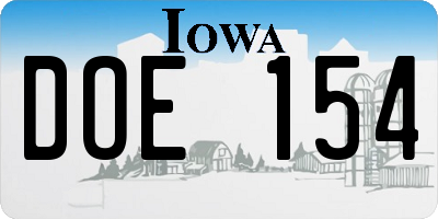 IA license plate DOE154