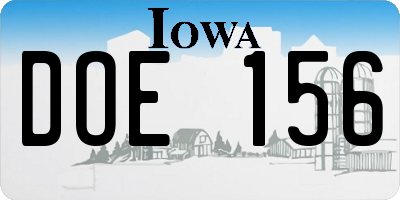 IA license plate DOE156