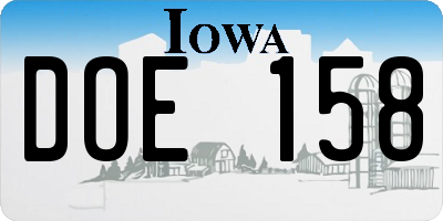 IA license plate DOE158