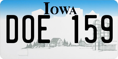 IA license plate DOE159