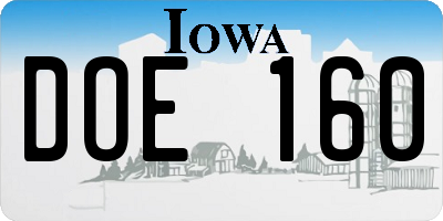 IA license plate DOE160