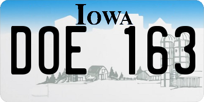 IA license plate DOE163