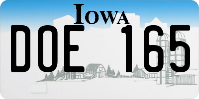 IA license plate DOE165