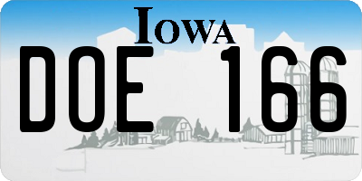 IA license plate DOE166