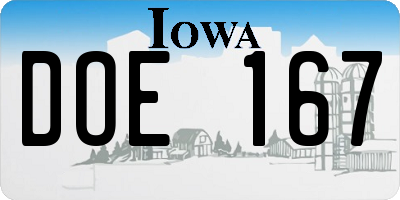 IA license plate DOE167