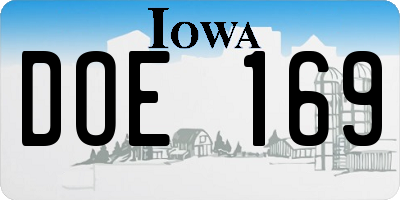 IA license plate DOE169