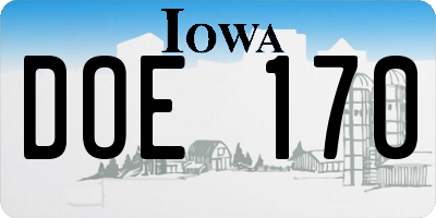 IA license plate DOE170