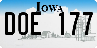 IA license plate DOE177