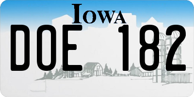 IA license plate DOE182