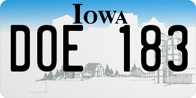 IA license plate DOE183