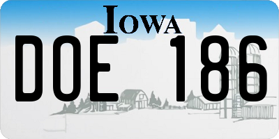 IA license plate DOE186
