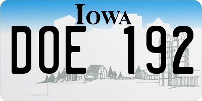 IA license plate DOE192
