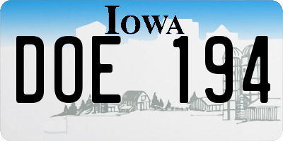 IA license plate DOE194