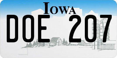 IA license plate DOE207