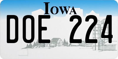 IA license plate DOE224