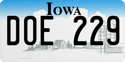 IA license plate DOE229