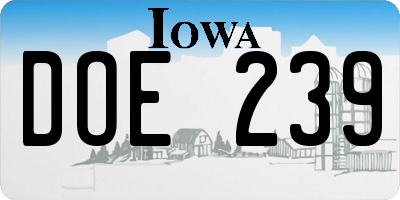 IA license plate DOE239