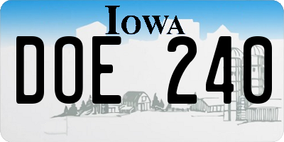 IA license plate DOE240