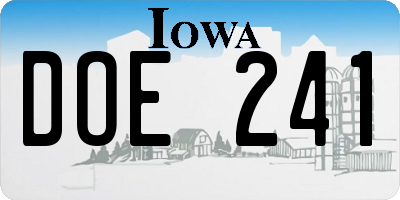 IA license plate DOE241