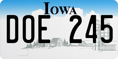 IA license plate DOE245