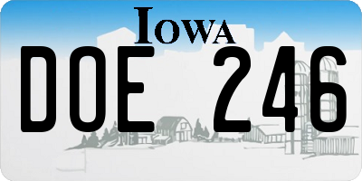 IA license plate DOE246