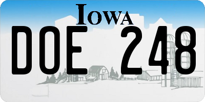 IA license plate DOE248