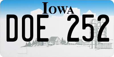 IA license plate DOE252