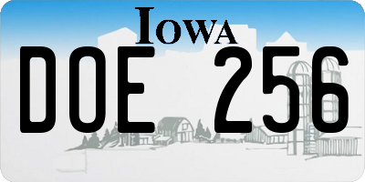 IA license plate DOE256