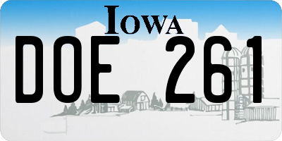 IA license plate DOE261
