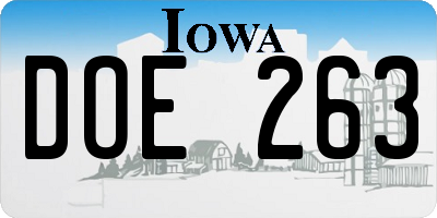 IA license plate DOE263