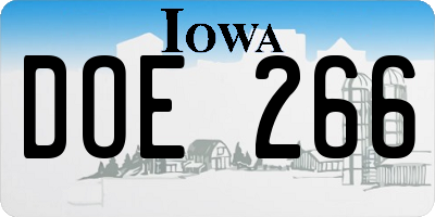 IA license plate DOE266