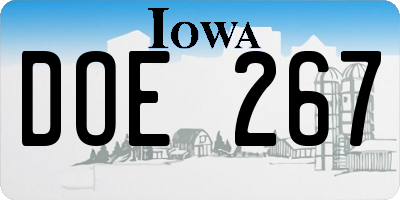 IA license plate DOE267