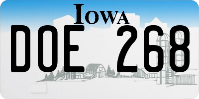 IA license plate DOE268