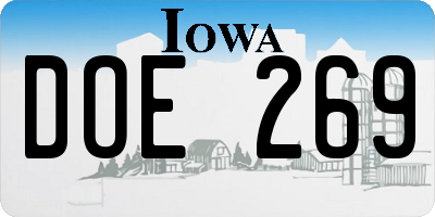 IA license plate DOE269