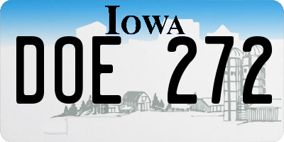 IA license plate DOE272