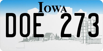 IA license plate DOE273