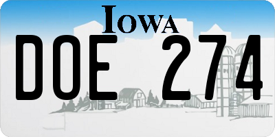 IA license plate DOE274