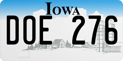 IA license plate DOE276