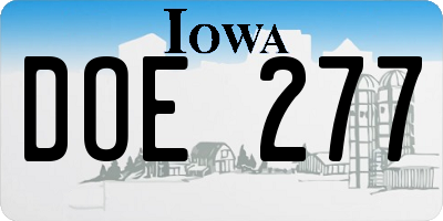 IA license plate DOE277