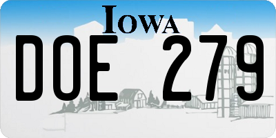 IA license plate DOE279
