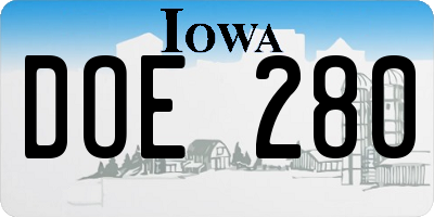 IA license plate DOE280